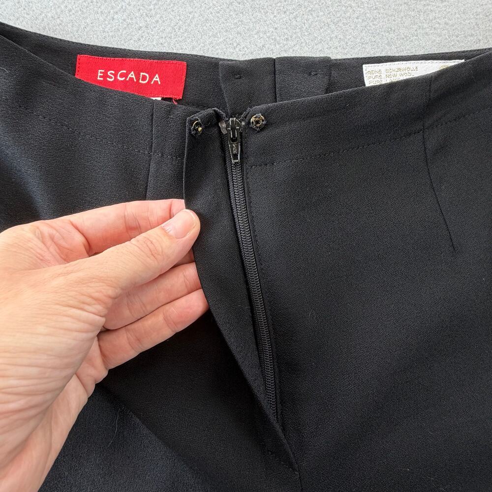 Escada Black Wool Center Pleat Wide Leg Basic Professional Workwear Pant Slacks - Picture 7 of 10